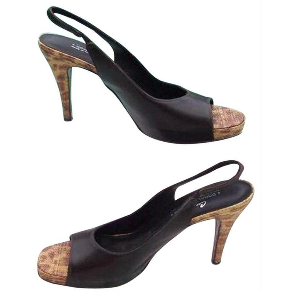 Donald Pliner Black Leather Shoe New Congo Raffia Open Toe Sandal $265 NIB - Picture 3 of 4